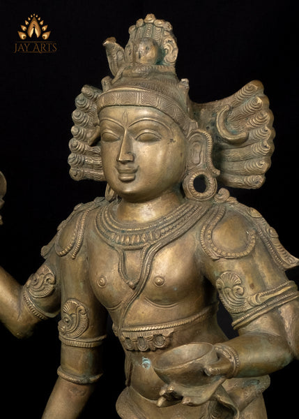 30" Bronze Bhikshatana Shiva Lost-Wax Method Sculpture