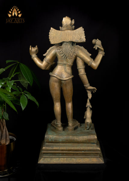 30" Bronze Bhikshatana Shiva Lost-Wax Method Sculpture