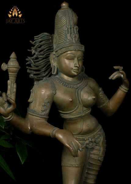 30" Bronze Ardhanarishvara - A Composite Deity of Shiva Parvathi Lost-Wax Method Sculpture