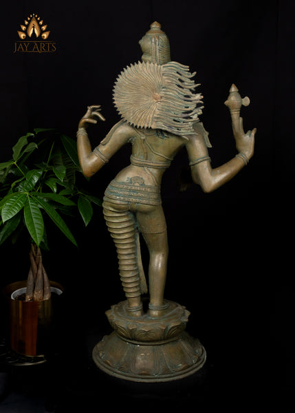 30" Bronze Ardhanarishvara - A Composite Deity of Shiva Parvathi Lost-Wax Method Sculpture