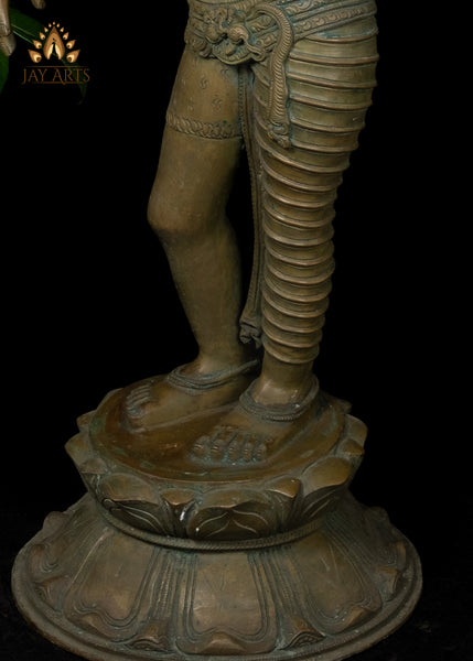 30" Bronze Ardhanarishvara - A Composite Deity of Shiva Parvathi Lost-Wax Method Sculpture