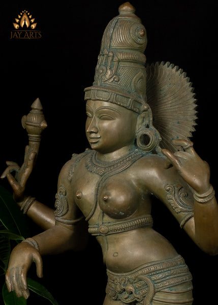 30" Bronze Ardhanarishvara - A Composite Deity of Shiva Parvathi Lost-Wax Method Sculpture