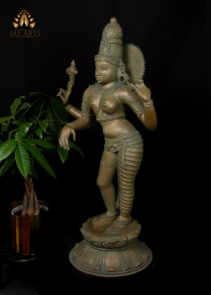 30" Bronze Ardhanarishvara - A Composite Deity of Shiva Parvathi Lost-Wax Method Sculpture