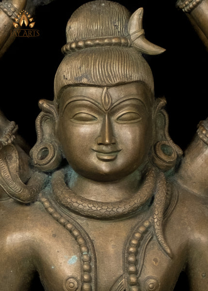 24” Bronze Mrityunjaya Shiva Lost-Wax Method Sculpture Shiva as the Destroyer of Death