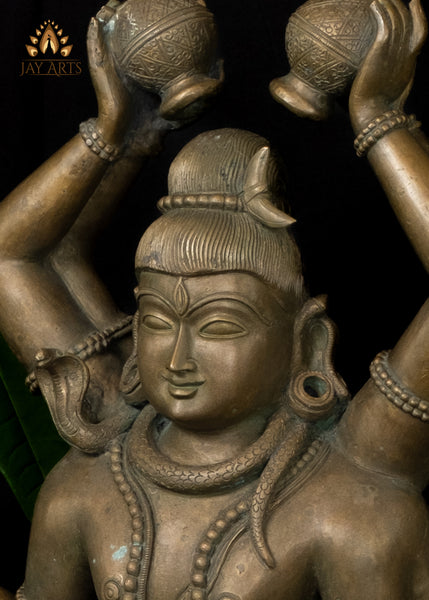 24” Bronze Mrityunjaya Shiva Lost-Wax Method Sculpture Shiva as the Destroyer of Death