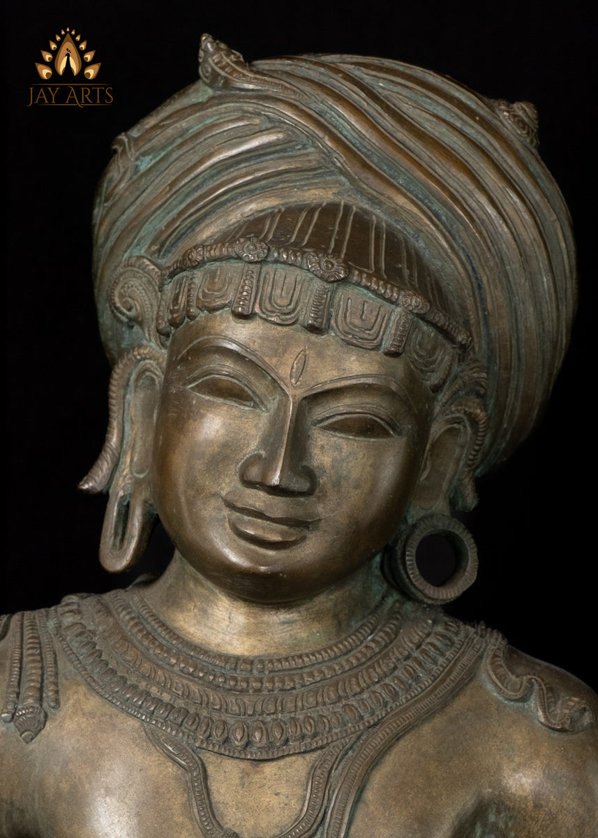 37” Bronze Rishabadeva Shiva (Lord of the Bull) Chola Style Lost-Wax M ...