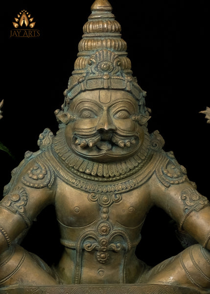 24” Bronze Yoga Narasimha seated in Utkutika Asana, a yogic posture Lost-Wax Method Sculpture