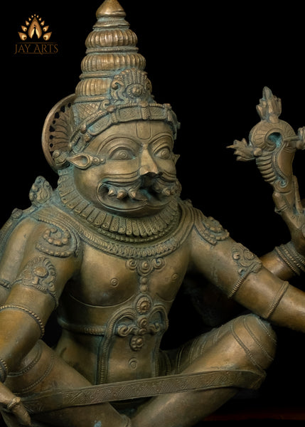 24” Bronze Yoga Narasimha seated in Utkutika Asana, a yogic posture Lost-Wax Method Sculpture