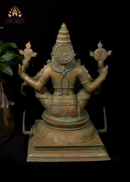 24” Bronze Yoga Narasimha seated in Utkutika Asana, a yogic posture Lost-Wax Method Sculpture