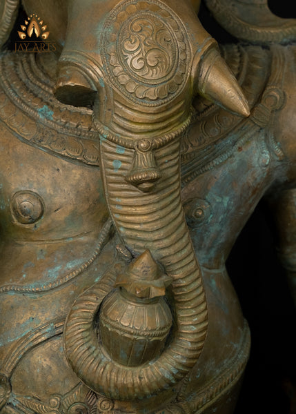 34” Bronze Dancing Ganesha (Nartana Ganapati) Lost-Wax Method Sculpture
