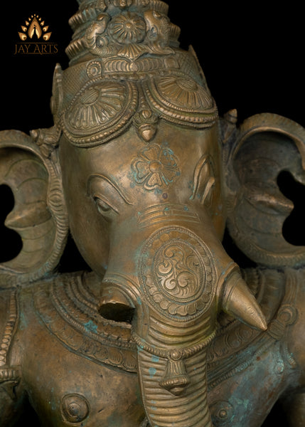 34” Bronze Dancing Ganesha (Nartana Ganapati) Lost-Wax Method Sculpture