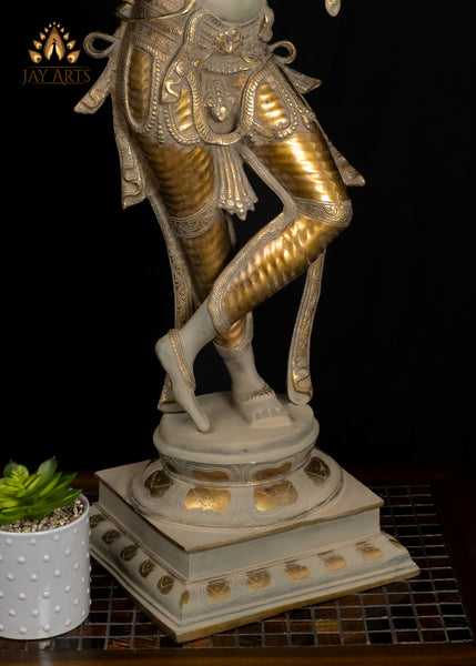 34" Brass Kesava Statue - Krishna, the Ultimate God Svayam Bhagwan