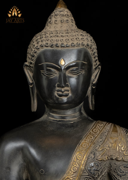 21" Brass Buddha in Earth Witness Gesture (Bhumisparsha Mudra)