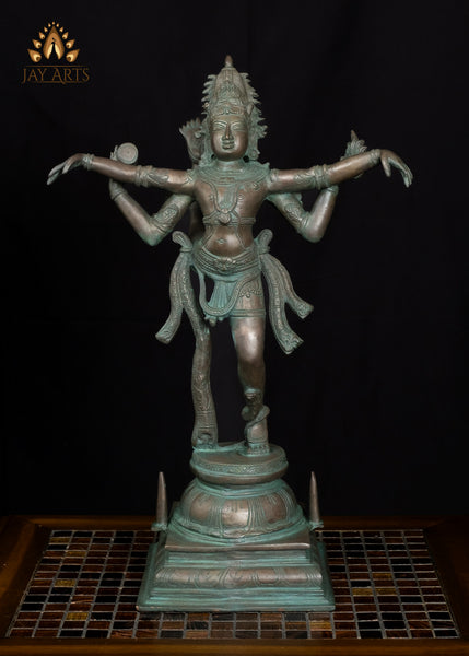 20" Brass Shiva Tandava Statue Urdhva Dance Form of Shiva