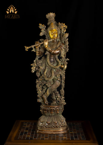 Venugopala playing flute 29" Brass Statue