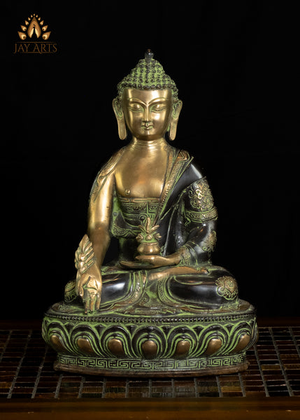 11" Medicine Buddha Brass Statue Healing Buddha