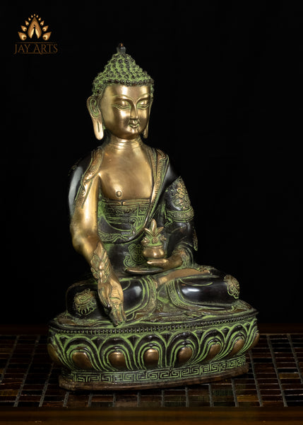 11" Medicine Buddha Brass Statue Healing Buddha