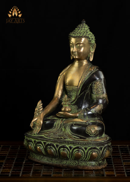 11" Medicine Buddha Brass Statue Healing Buddha