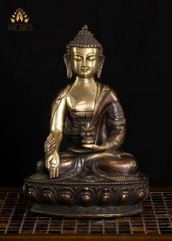 11" Medicine Buddha Brass Statue Healing Buddha