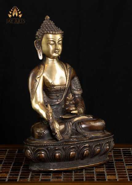 11" Medicine Buddha Brass Statue Healing Buddha