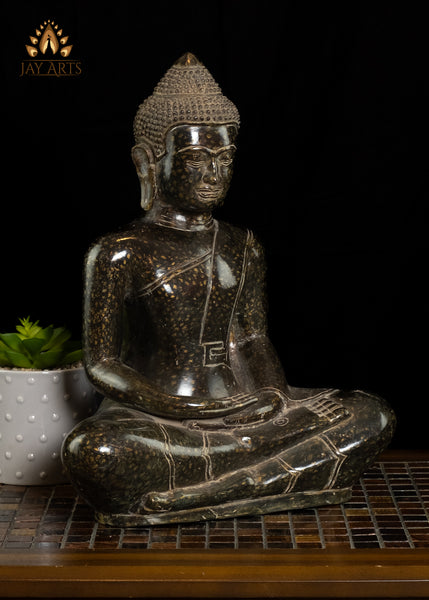 15" Antique Khmer Style Buddha in Meditation - Beautiful Bronze Buddha From Cambodia