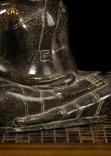 15" Antique Khmer Style Buddha in Meditation - Beautiful Bronze Buddha From Cambodia