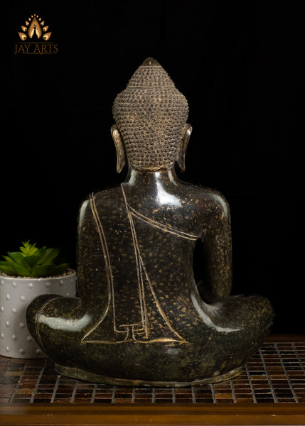 15" Antique Khmer Style Buddha in Meditation - Beautiful Bronze Buddha From Cambodia