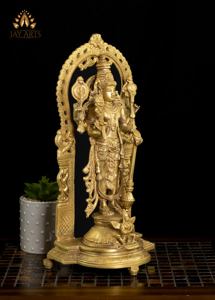Lord Vishnu with Prabhavali 16" - Brass Statue
