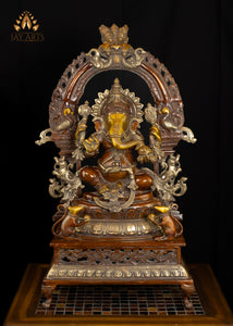 27" Brass Shri Vighnaharta Ganesh - Lord of the Remover of Obstacles