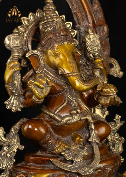 27" Brass Shri Vighnaharta Ganesh - Lord of the Remover of Obstacles