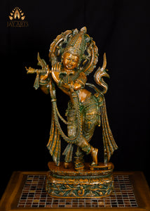 22" Brass Tribhanga Krishna Playing Flute