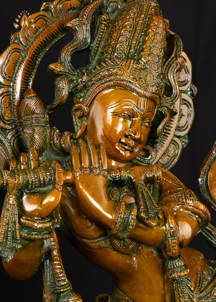 22" Brass Tribhanga Krishna Playing Flute