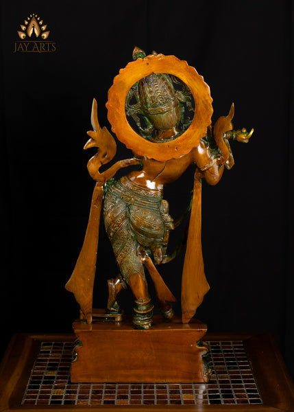 22" Brass Tribhanga Krishna Playing Flute