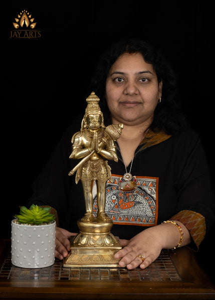 15” Brass Standing Hanuman (Anjaneya) in Anjali mudra
