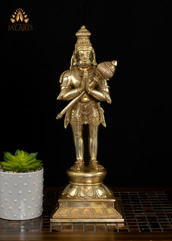 15” Brass Standing Hanuman (Anjaneya) in Anjali mudra