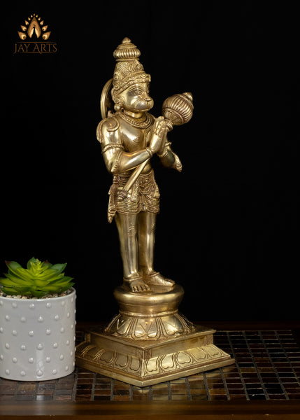 15” Brass Standing Hanuman (Anjaneya) in Anjali mudra