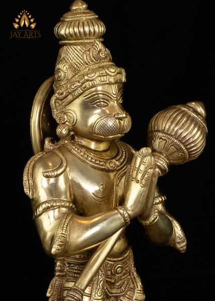 15” Brass Standing Hanuman (Anjaneya) in Anjali mudra