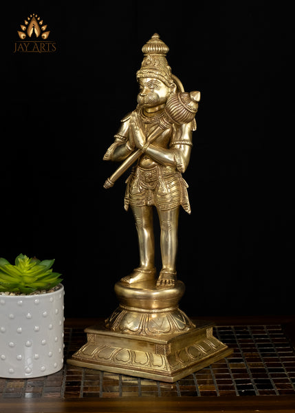 15” Brass Standing Hanuman (Anjaneya) in Anjali mudra