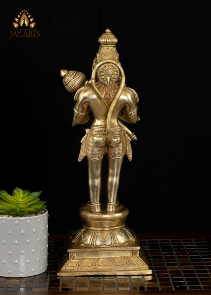 15” Brass Standing Hanuman (Anjaneya) in Anjali mudra