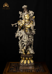 29" Brass Sri Krishna Vasudeva Putra Playing Flute