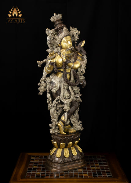 29" Brass Sri Krishna Vasudeva Putra Playing Flute