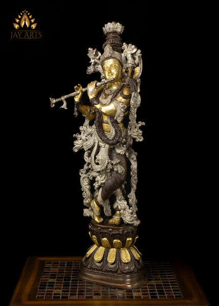 29" Brass Sri Krishna Vasudeva Putra Playing Flute