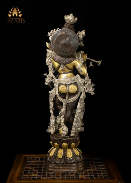 29" Brass Sri Krishna Vasudeva Putra Playing Flute