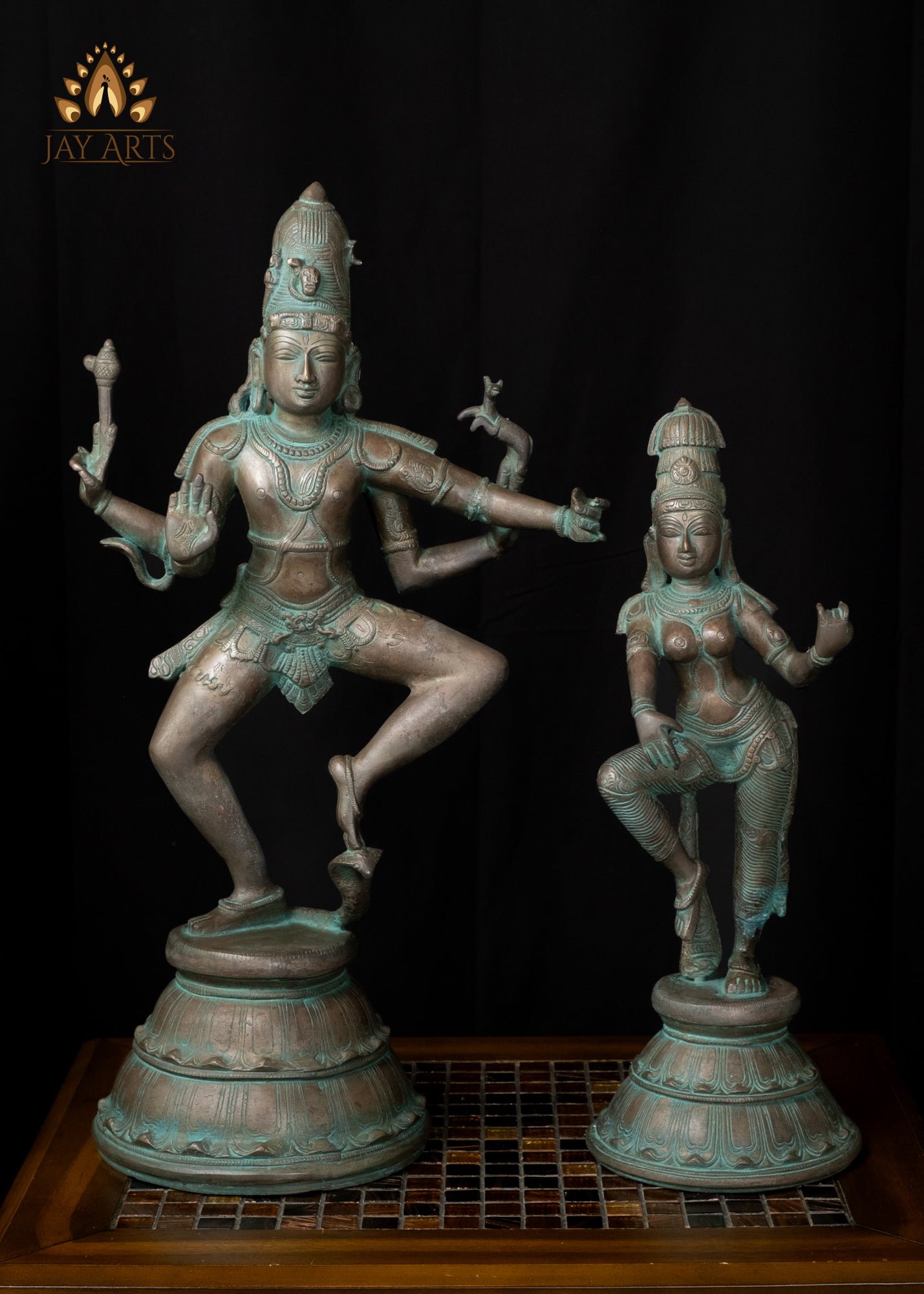 22" Dancing Shiva Parvathi Brass Statue