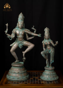 22" Dancing Shiva Parvathi Brass Statue