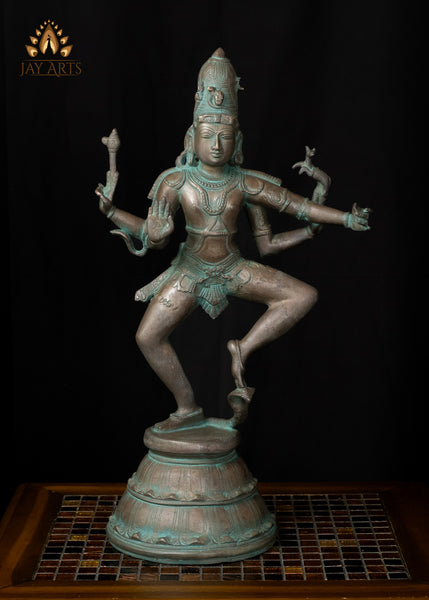 22" Dancing Shiva Parvathi Brass Statue