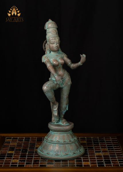 22" Dancing Shiva Parvathi Brass Statue