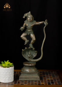 18" Lord Krishna dancing on Kalinga Brass Statue Kalinga Narthana Krishna