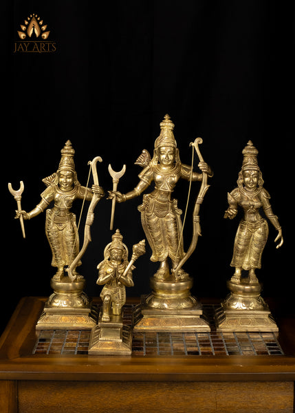 15" Sri Ram Parivar Set Brass Statue