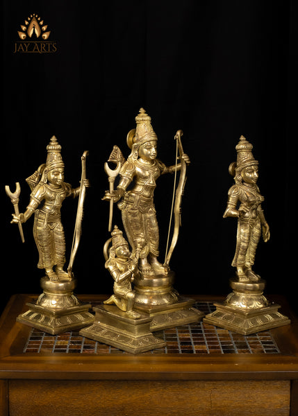 15" Sri Ram Parivar Set Brass Statue